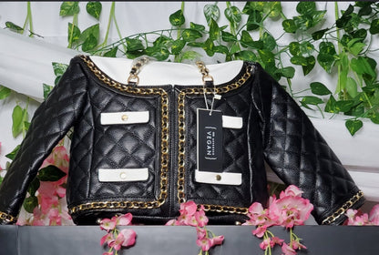 Large Black/ White Vegan Jacket Bag